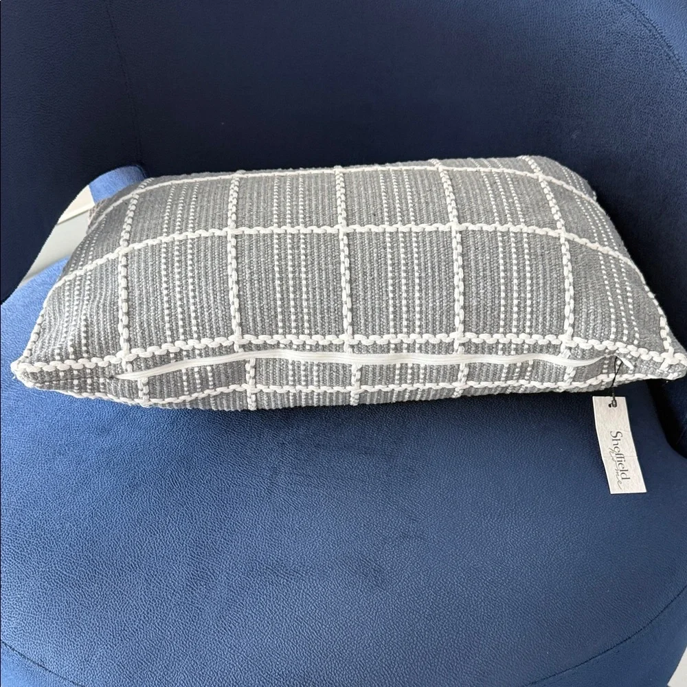 Gray and White Decorative Lumbar Pillow